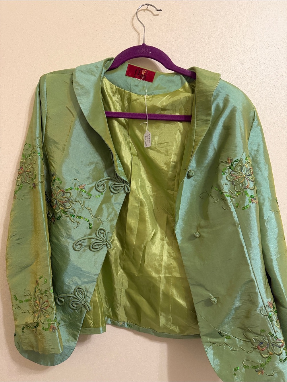 Green Embroidered Silk Women's Jacket